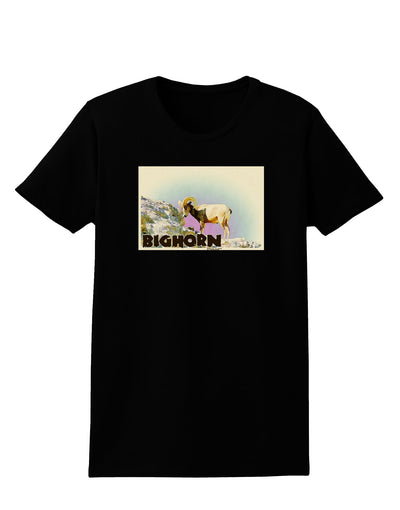 Bighorn Ram WatercolorText Womens Dark T-Shirt-TooLoud-Black-X-Small-Davson Sales