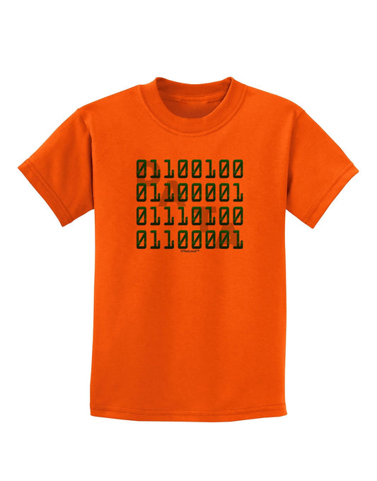 Binary Data Green Childrens T-Shirt-Childrens T-Shirt-TooLoud-Orange-X-Large-Davson Sales