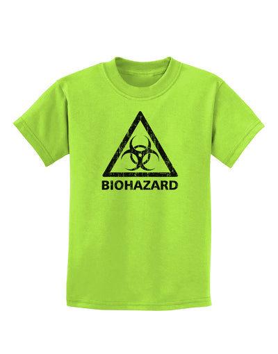 Biohazard Sign Distressed Childrens T-Shirt-Childrens T-Shirt-TooLoud-Lime-Green-X-Small-Davson Sales