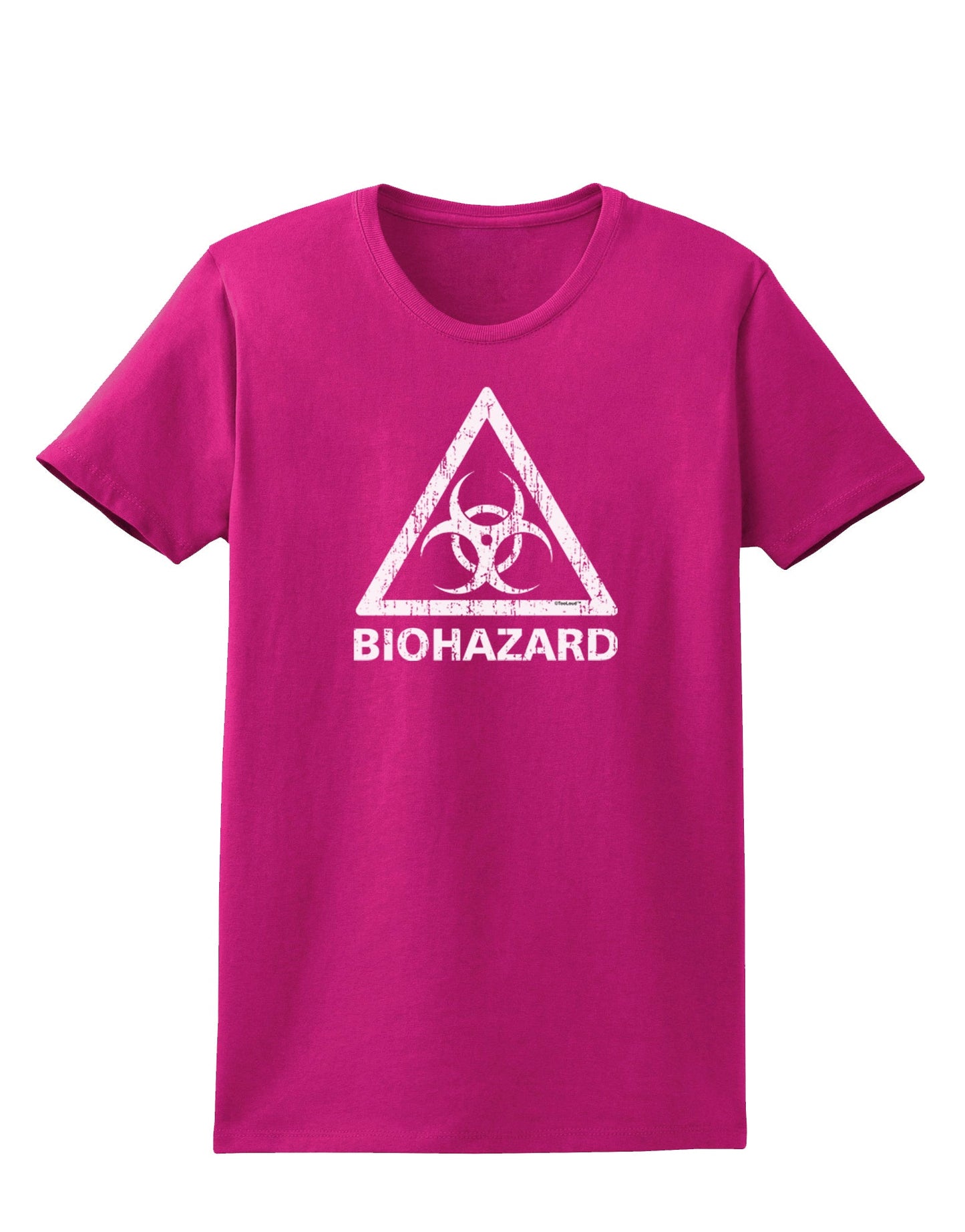 Biohazard Sign Distressed Womens Dark T-Shirt-Womens T-Shirt-TooLoud-Hot-Pink-Small-Davson Sales