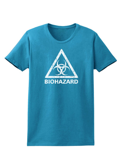 Biohazard Sign Distressed Womens Dark T-Shirt-Womens T-Shirt-TooLoud-Turquoise-X-Small-Davson Sales