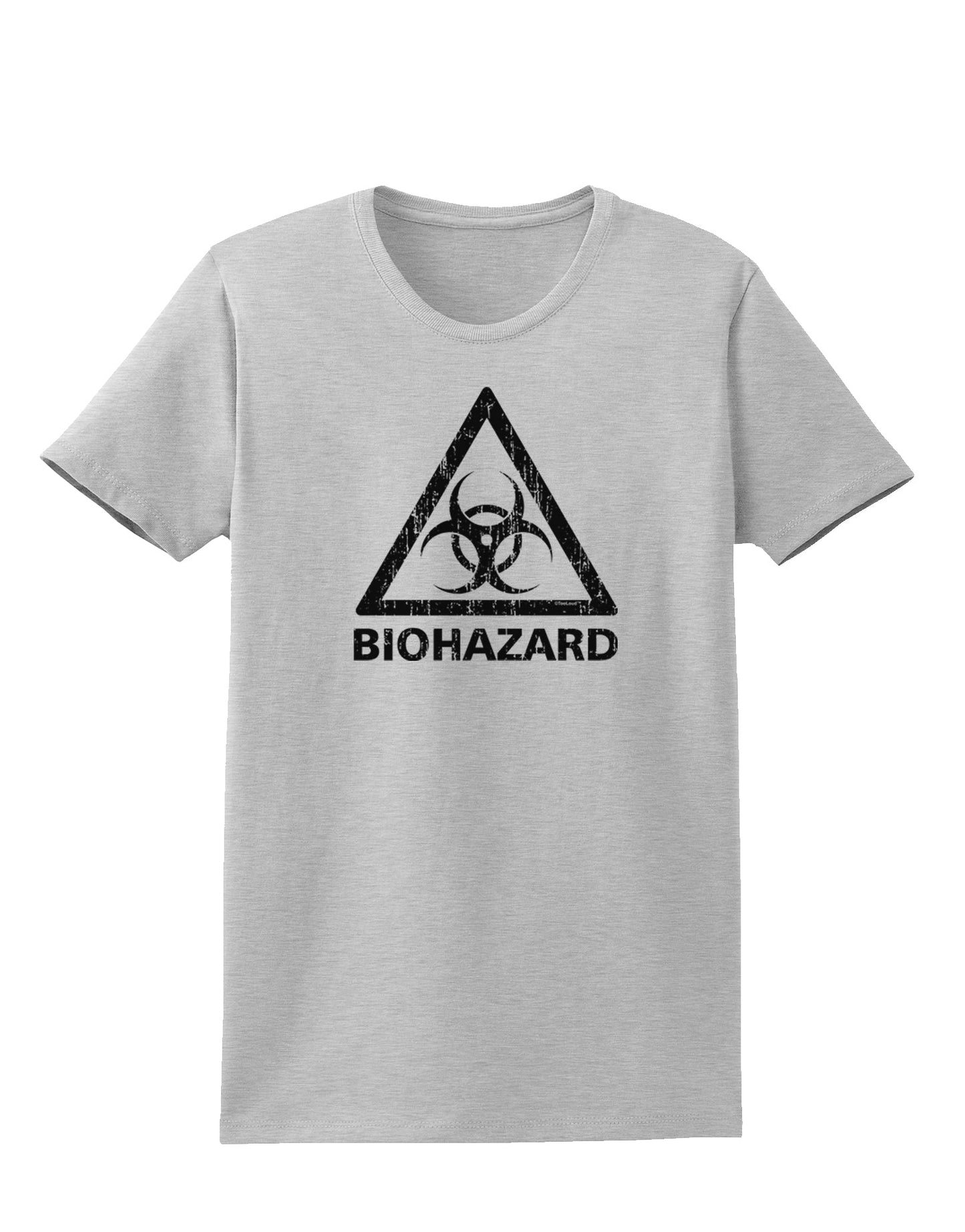 Biohazard Sign Distressed Womens T-Shirt-Womens T-Shirt-TooLoud-AshGray-X-Small-Davson Sales