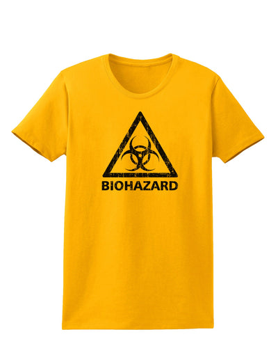 Biohazard Sign Distressed Womens T-Shirt-Womens T-Shirt-TooLoud-Gold-X-Small-Davson Sales