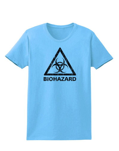 Biohazard Sign Distressed Womens T-Shirt-Womens T-Shirt-TooLoud-Aquatic-Blue-X-Small-Davson Sales