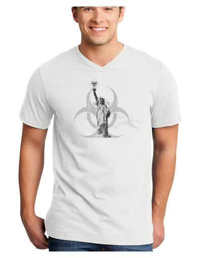 Biohazard Statue of Liberty Adult V-Neck T-shirt-Mens V-Neck T-Shirt-TooLoud-White-Small-Davson Sales