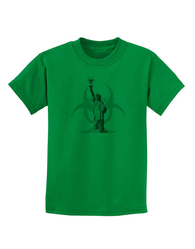 Biohazard Statue of Liberty Childrens T-Shirt-Childrens T-Shirt-TooLoud-Kelly-Green-X-Small-Davson Sales