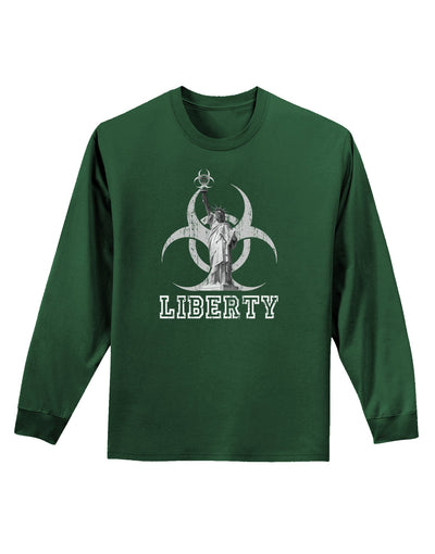 Biohazard Statue of Liberty - Liberty Adult Long Sleeve Dark T-Shirt-TooLoud-Dark-Green-Small-Davson Sales