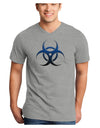 Biohazard Symbol Blue Stone - Apocalypse Adult V-Neck T-shirt-Mens V-Neck T-Shirt-TooLoud-HeatherGray-Small-Davson Sales