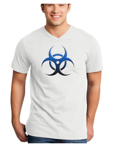 Biohazard Symbol Blue Stone - Apocalypse Adult V-Neck T-shirt-Mens V-Neck T-Shirt-TooLoud-White-Small-Davson Sales