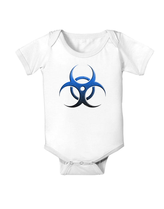 Biohazard Symbol Blue Stone - Apocalypse Baby Romper Bodysuit-Baby Romper-TooLoud-White-06-Months-Davson Sales