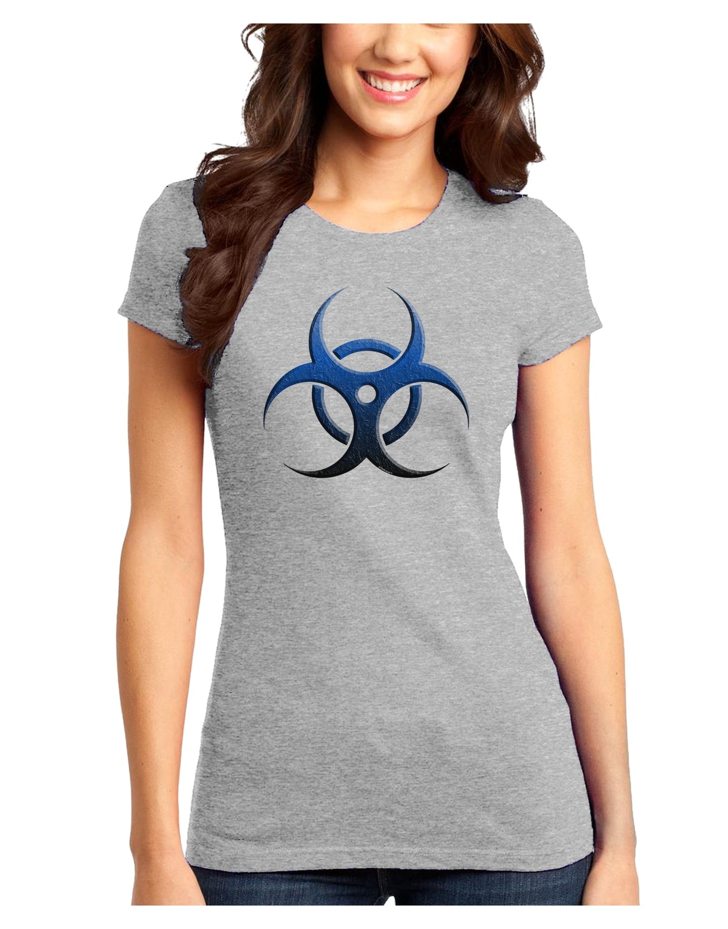 Biohazard Symbol Blue Stone - Apocalypse Juniors T-Shirt-Womens Juniors T-Shirt-TooLoud-Ash-Gray-Juniors Fitted XS-Davson Sales