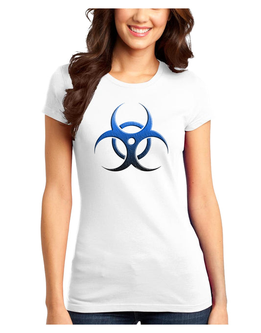 Biohazard Symbol Blue Stone - Apocalypse Juniors T-Shirt-Womens Juniors T-Shirt-TooLoud-White-Juniors Fitted XS-Davson Sales