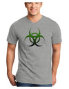 Biohazard Symbol Green Stone-Apocalypse Adult V-Neck T-shirt-Mens V-Neck T-Shirt-TooLoud-HeatherGray-Small-Davson Sales