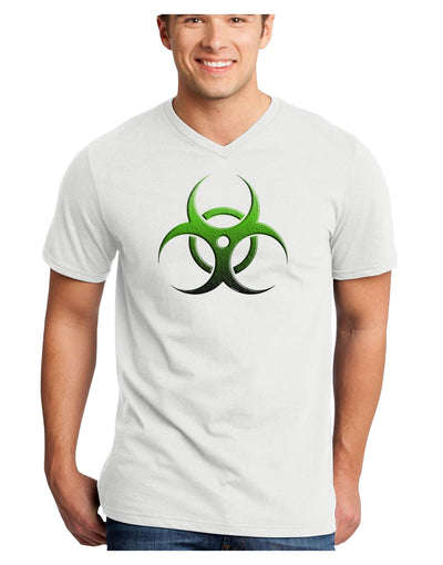 Biohazard Symbol Green Stone-Apocalypse Adult V-Neck T-shirt-Mens V-Neck T-Shirt-TooLoud-White-Small-Davson Sales