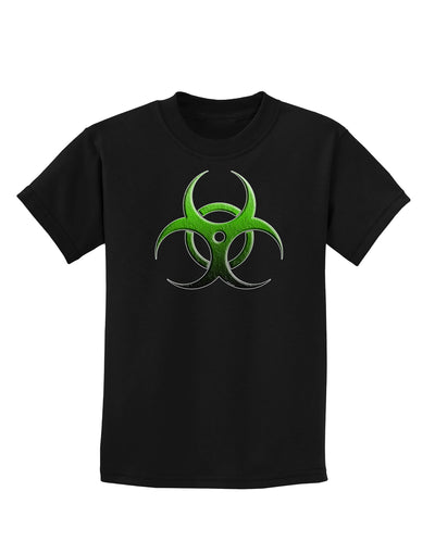 Biohazard Symbol Green Stone-Apocalypse Childrens Dark T-Shirt-Childrens T-Shirt-TooLoud-Black-X-Small-Davson Sales