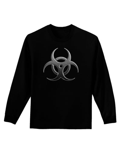 Biohazard Symbol Grey Stone - Apocalypse Adult Long Sleeve Dark T-Shirt-TooLoud-Black-Small-Davson Sales