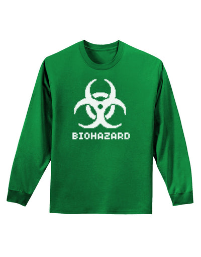 Biohazard Symbol Pixels - Apocalypse Adult Long Sleeve Dark T-Shirt-TooLoud-Kelly-Green-Small-Davson Sales