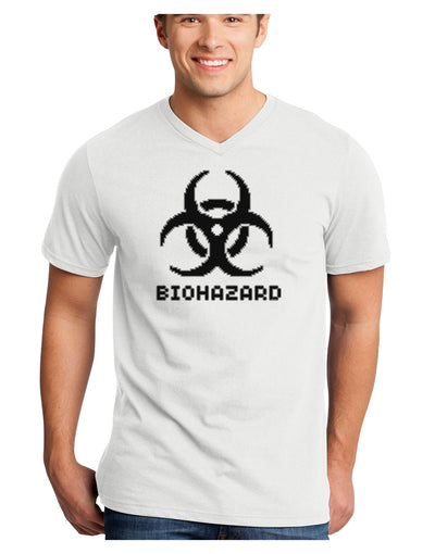 Biohazard Symbol Pixels - Apocalypse Adult V-Neck T-shirt-Mens V-Neck T-Shirt-TooLoud-White-Small-Davson Sales