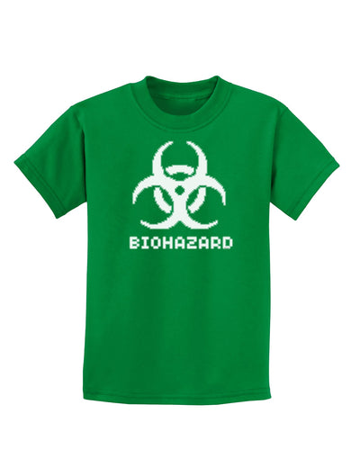 Biohazard Symbol Pixels - Apocalypse Childrens Dark T-Shirt-Childrens T-Shirt-TooLoud-Kelly-Green-X-Small-Davson Sales