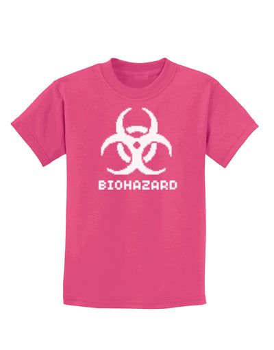 Biohazard Symbol Pixels - Apocalypse Childrens Dark T-Shirt-Childrens T-Shirt-TooLoud-Sangria-X-Small-Davson Sales