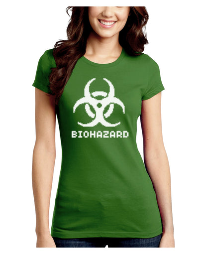 Biohazard Symbol Pixels - Apocalypse Juniors Crew Dark T-Shirt-T-Shirts Juniors Tops-TooLoud-Kiwi-Green-Juniors Fitted XS-Davson Sales