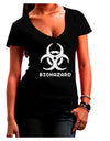 Biohazard Symbol Pixels - Apocalypse Juniors V-Neck Dark T-Shirt-Womens V-Neck T-Shirts-TooLoud-Black-Small-Davson Sales