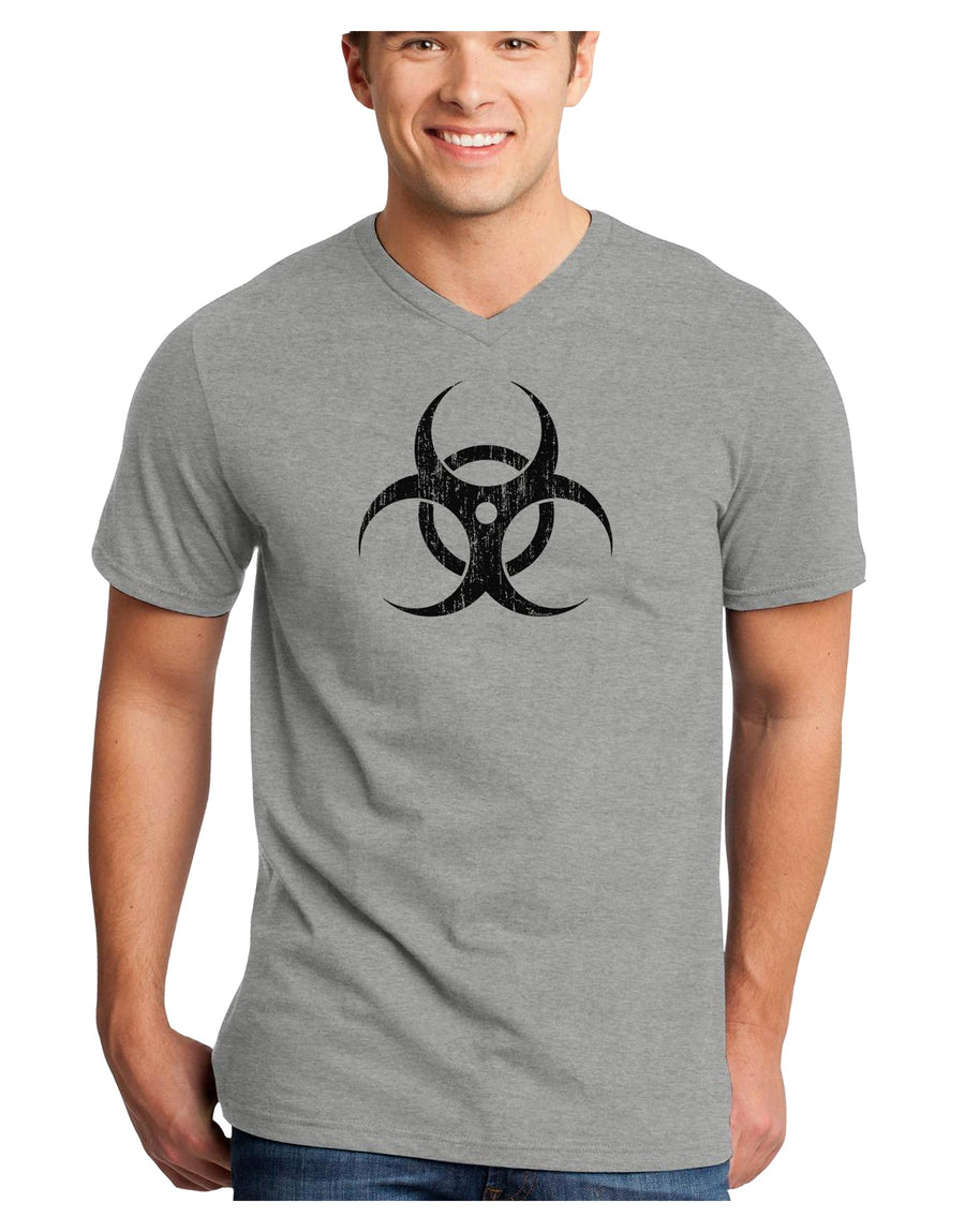 Biohazard Symbol - Vintage Apocalypse Adult V-Neck T-shirt-Mens V-Neck T-Shirt-TooLoud-White-Small-Davson Sales