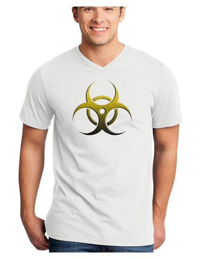 Biohazard Symbol Yellow Stone Apocalypse Adult V-Neck T-shirt-Mens V-Neck T-Shirt-TooLoud-White-Small-Davson Sales