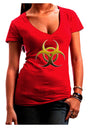 Biohazard Symbol Yellow Stone Apocalypse Juniors V-Neck Dark T-Shirt-Womens V-Neck T-Shirts-TooLoud-Red-Small-Davson Sales