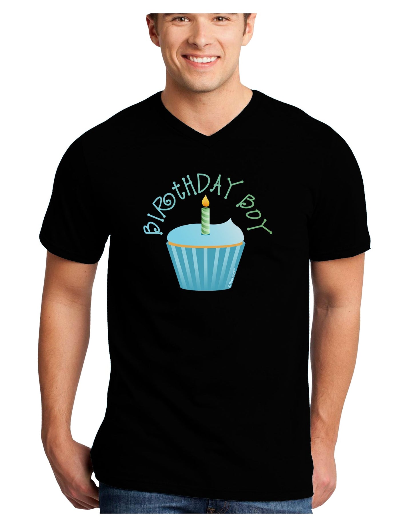 Birthday Boy - Candle Cupcake Adult Dark V-Neck T-Shirt by TooLoud-Mens V-Neck T-Shirt-TooLoud-Black-Small-Davson Sales