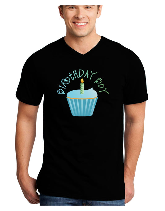 Birthday Boy - Candle Cupcake Adult Dark V-Neck T-Shirt by TooLoud-Mens V-Neck T-Shirt-TooLoud-Black-Small-Davson Sales