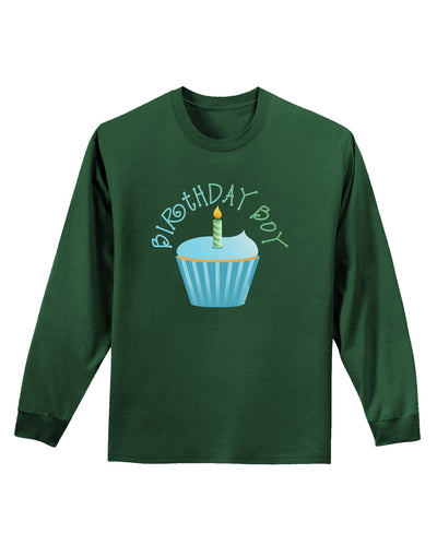 Birthday Boy - Candle Cupcake Adult Long Sleeve Dark T-Shirt by TooLoud-TooLoud-Dark-Green-Small-Davson Sales