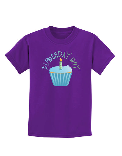 Birthday Boy - Candle Cupcake Childrens Dark T-Shirt by TooLoud-Childrens T-Shirt-TooLoud-Purple-X-Small-Davson Sales