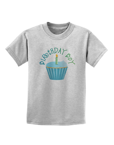 Birthday Boy - Candle Cupcake Childrens T-Shirt by TooLoud-Childrens T-Shirt-TooLoud-AshGray-X-Small-Davson Sales