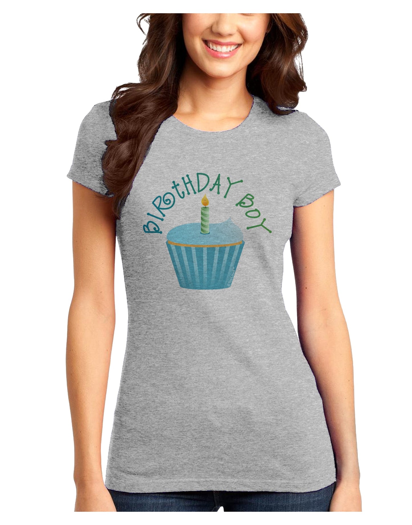 Birthday Boy - Candle Cupcake Juniors T-Shirt by TooLoud-Womens Juniors T-Shirt-TooLoud-Ash-Gray-Juniors Fitted X-Small-Davson Sales