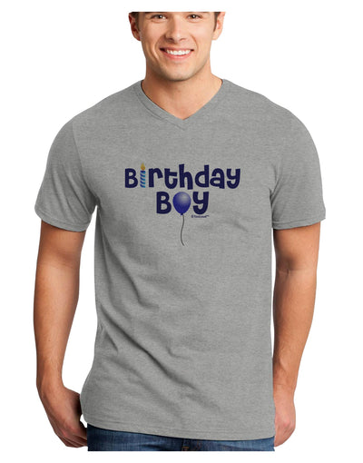 Birthday Boy - Candle and Balloon Adult V-Neck T-shirt by TooLoud-Mens V-Neck T-Shirt-TooLoud-HeatherGray-Small-Davson Sales