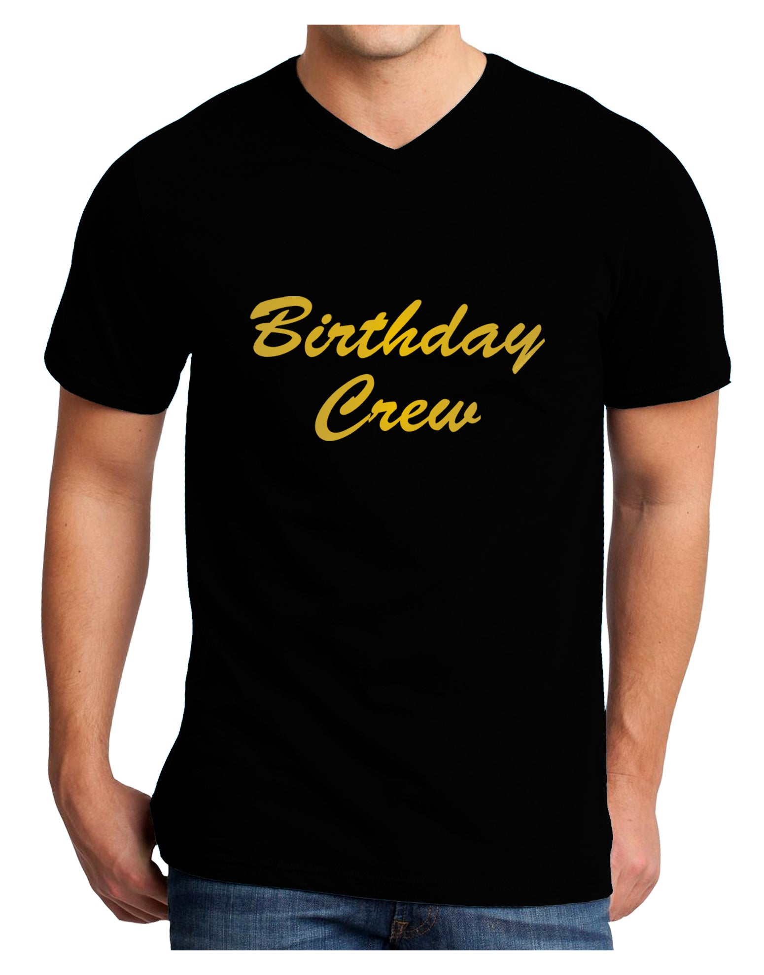 Birthday Crew Text Adult Dark V-Neck T-Shirt by TooLoud-TooLoud-Black-Small-Davson Sales