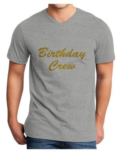 Birthday Crew Text Adult V-Neck T-shirt by TooLoud-Mens V-Neck T-Shirt-TooLoud-HeatherGray-Small-Davson Sales