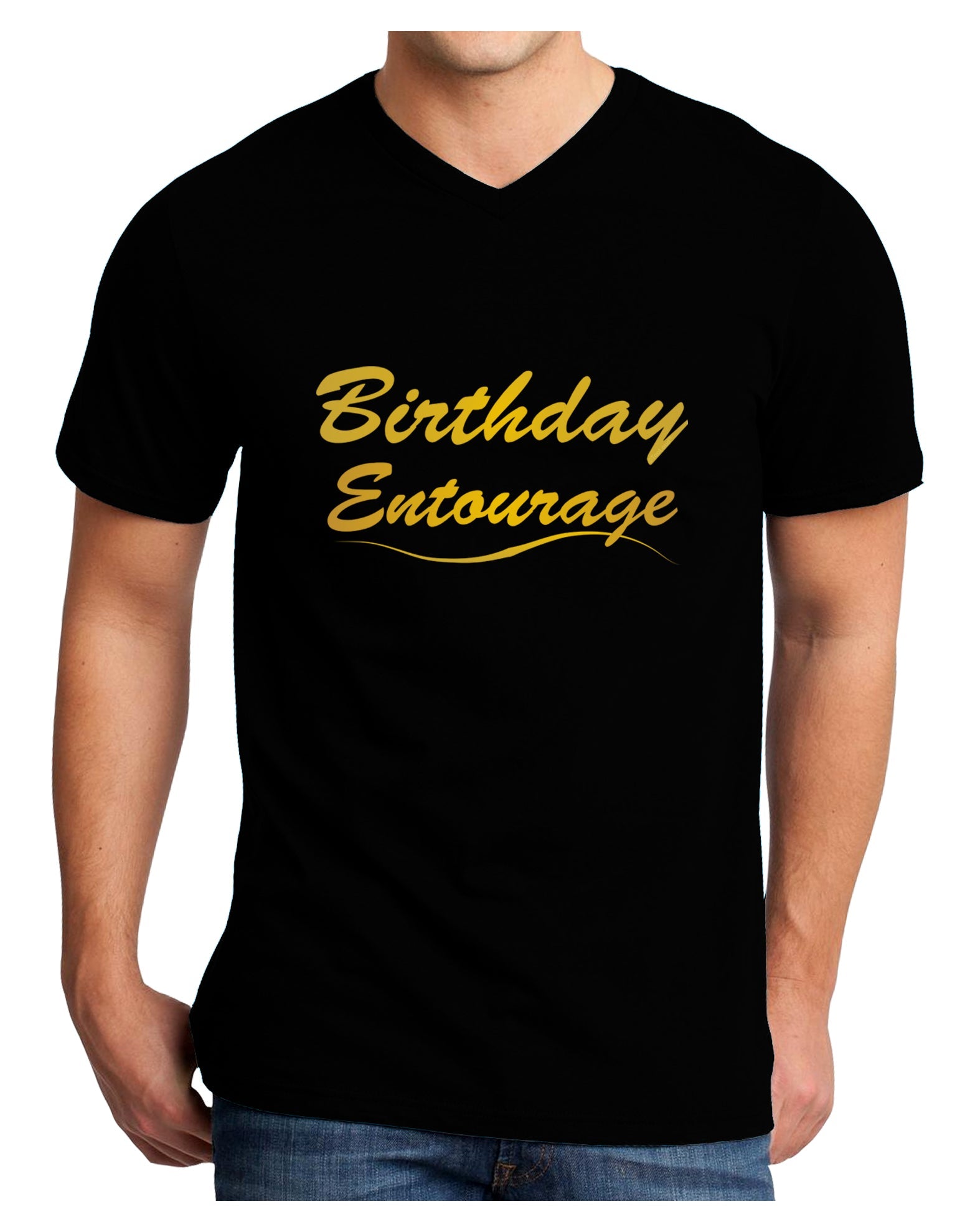 Birthday Entourage Text Adult Dark V-Neck T-Shirt by TooLoud-TooLoud-Black-Small-Davson Sales