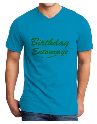 Birthday Entourage Text Adult V-Neck T-shirt by TooLoud-Mens V-Neck T-Shirt-TooLoud-Turquoise-Small-Davson Sales