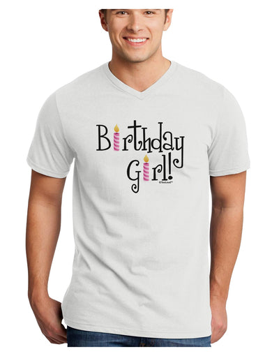 Birthday Girl - Birthday Candles Adult V-Neck T-shirt by TooLoud-Mens V-Neck T-Shirt-TooLoud-White-Small-Davson Sales