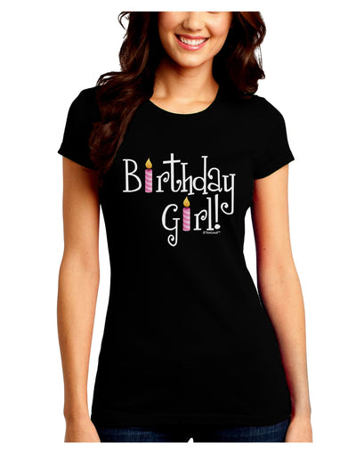 Birthday Girl - Birthday Candles Juniors Crew Dark T-Shirt by TooLoud-T-Shirts Juniors Tops-TooLoud-Black-Juniors Fitted Small-Davson Sales