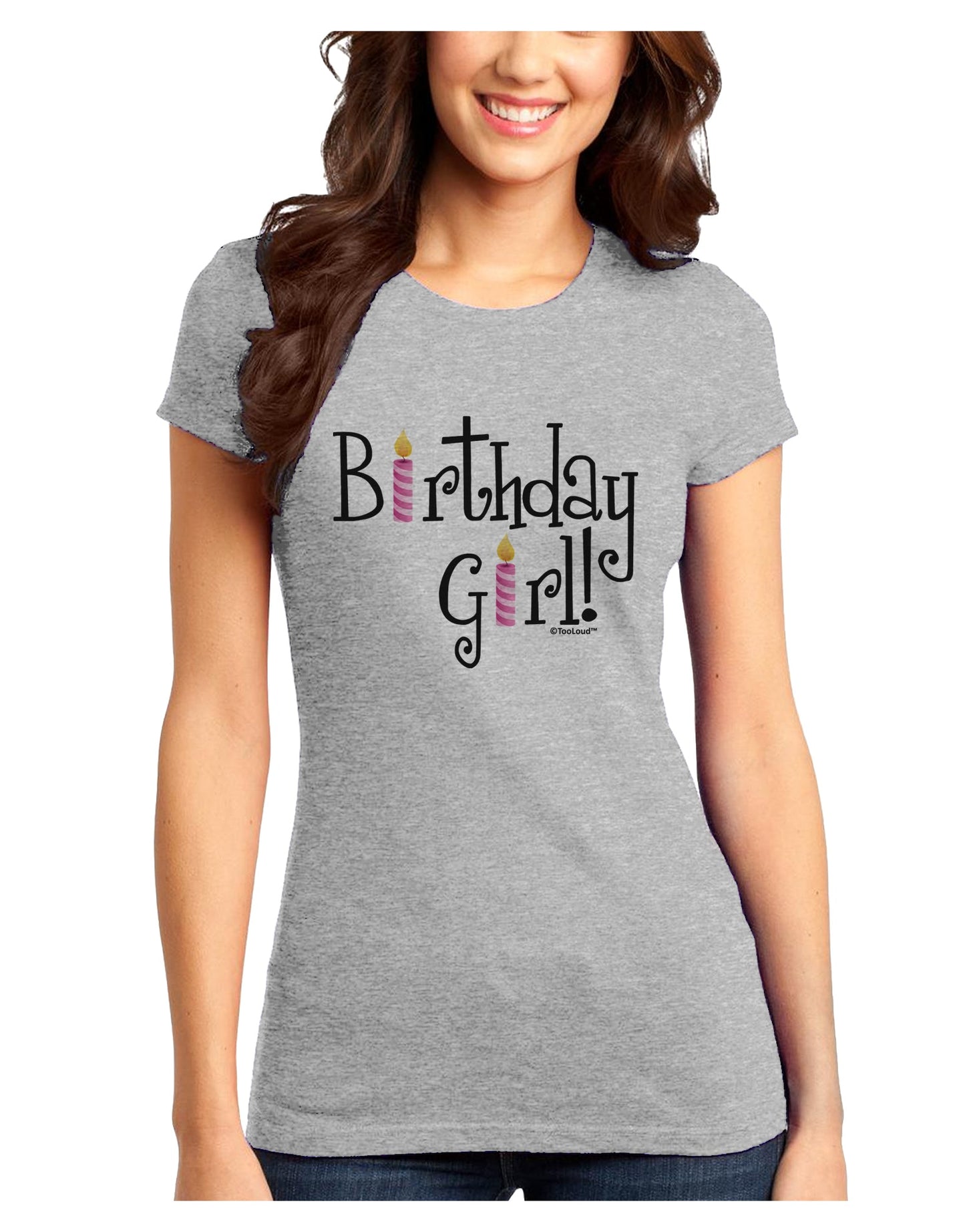 Birthday Girl - Birthday Candles Juniors T-Shirt by TooLoud-Womens Juniors T-Shirt-TooLoud-Ash-Gray-Juniors Fitted X-Small-Davson Sales
