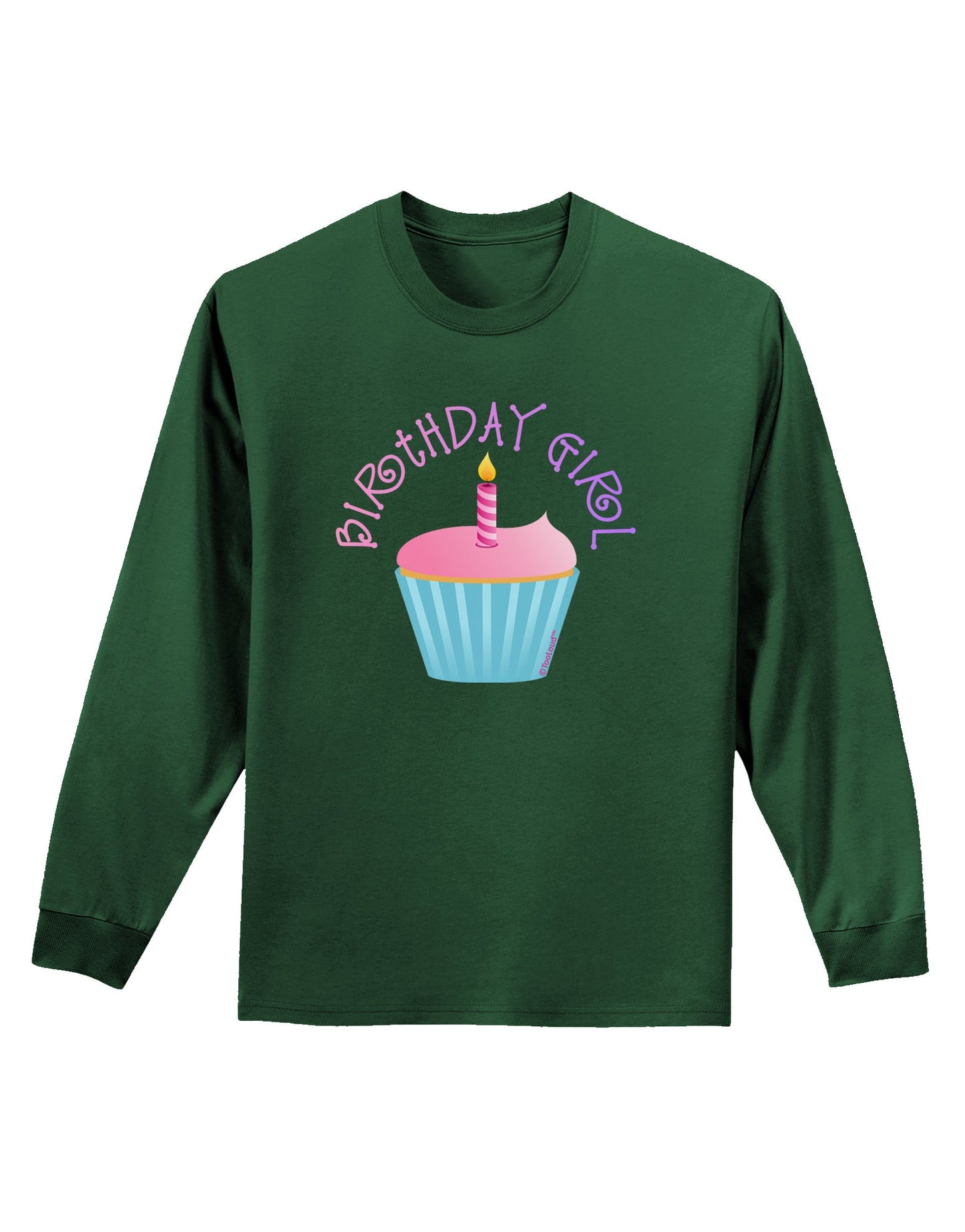 Birthday Girl - Candle Cupcake Adult Long Sleeve Dark T-Shirt by TooLoud-TooLoud-Dark-Green-Small-Davson Sales