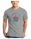 Birthday Girl - Candle Cupcake Adult V-Neck T-shirt by TooLoud-Mens V-Neck T-Shirt-TooLoud-HeatherGray-Small-Davson Sales