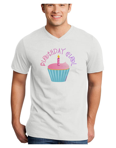 Birthday Girl - Candle Cupcake Adult V-Neck T-shirt by TooLoud-Mens V-Neck T-Shirt-TooLoud-White-Small-Davson Sales