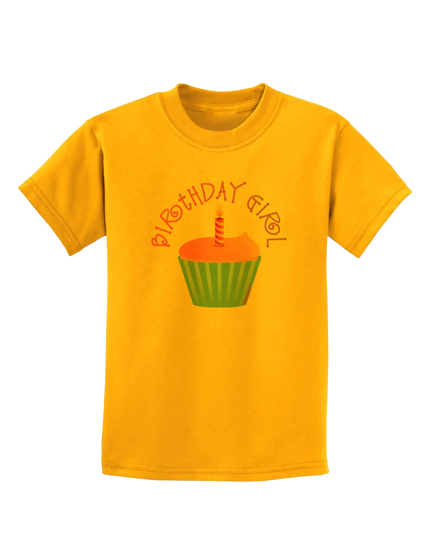 Birthday Girl - Candle Cupcake Childrens T-Shirt by TooLoud-Childrens T-Shirt-TooLoud-Gold-X-Small-Davson Sales