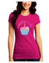 Birthday Girl - Candle Cupcake Juniors Crew Dark T-Shirt by TooLoud-T-Shirts Juniors Tops-TooLoud-Hot-Pink-Juniors Fitted Small-Davson Sales