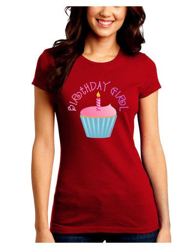 Birthday Girl - Candle Cupcake Juniors Crew Dark T-Shirt by TooLoud-T-Shirts Juniors Tops-TooLoud-Red-Juniors Fitted Small-Davson Sales