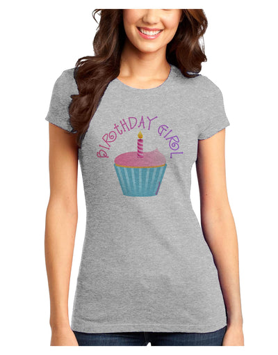 Birthday Girl - Candle Cupcake Juniors T-Shirt by TooLoud-Womens Juniors T-Shirt-TooLoud-Ash-Gray-Juniors Fitted X-Small-Davson Sales